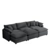 Oversized Modular Cushion Sofa With Portable Ottoman For Home Living Room - Gray - Image 13