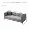 3 And 3 Seater Deep Seat Sofa With Button Nailhead And Square Arm Design - Gray - Image 3