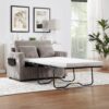 Twin Size Sofa Bed Sleeper Sofa Loveseat With Foldable Mattress, Side Table, Storage Pocket & USB Ports - Gray Brown - Image 7
