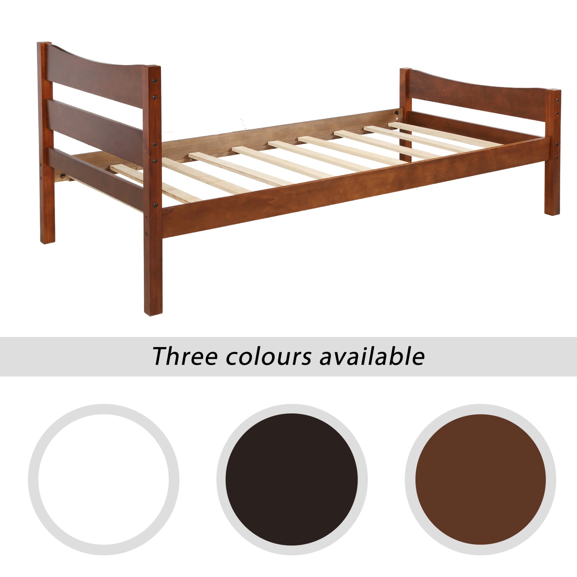 Twin Size Platform Bed With Headboard And Slat Support - Walnut - Image 7