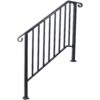Handrails For Outdoor Steps, Fit 3 Or 4 Steps Outdoor Stair Railing, Picket#3 Wrought Iron Handrail, Flexible Porch Railing, Transitional Handrails For Concrete Steps Or Wooden Stairs - Black - Image 12