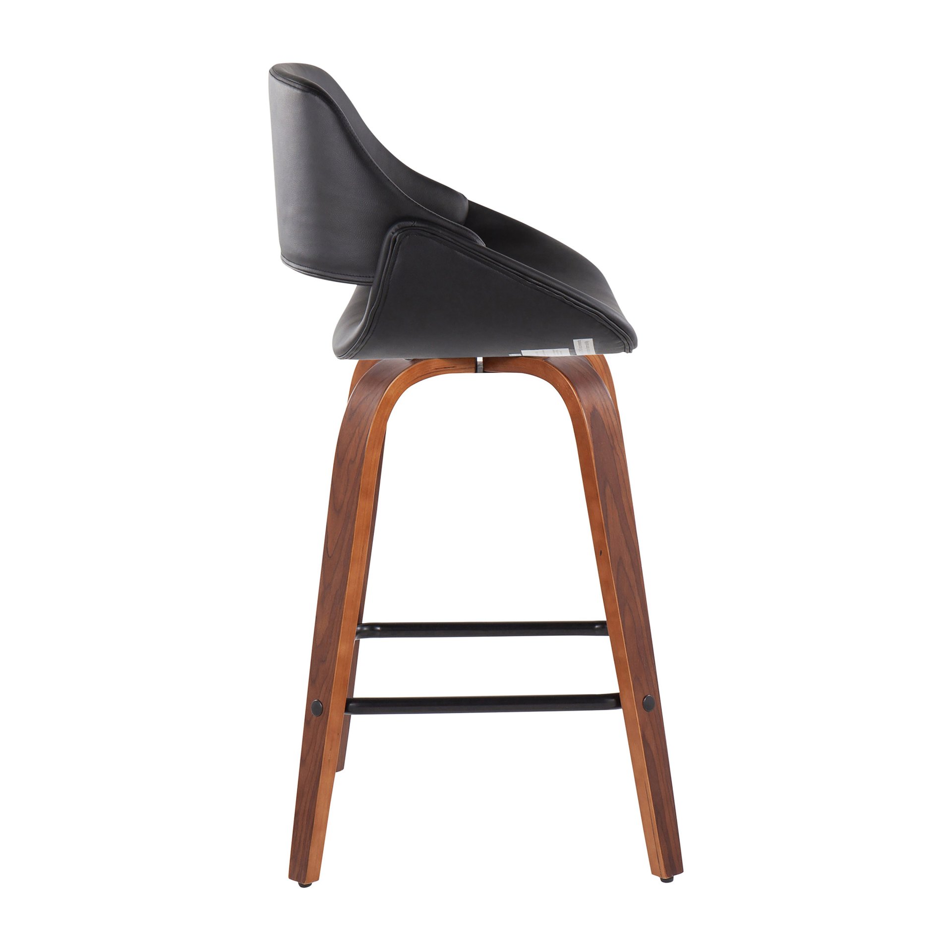 Fabrico - Mid-Century Modern Fixed Height Counter Stool With Square Footrest (Set of 2) - Walnut / Black - Image 3