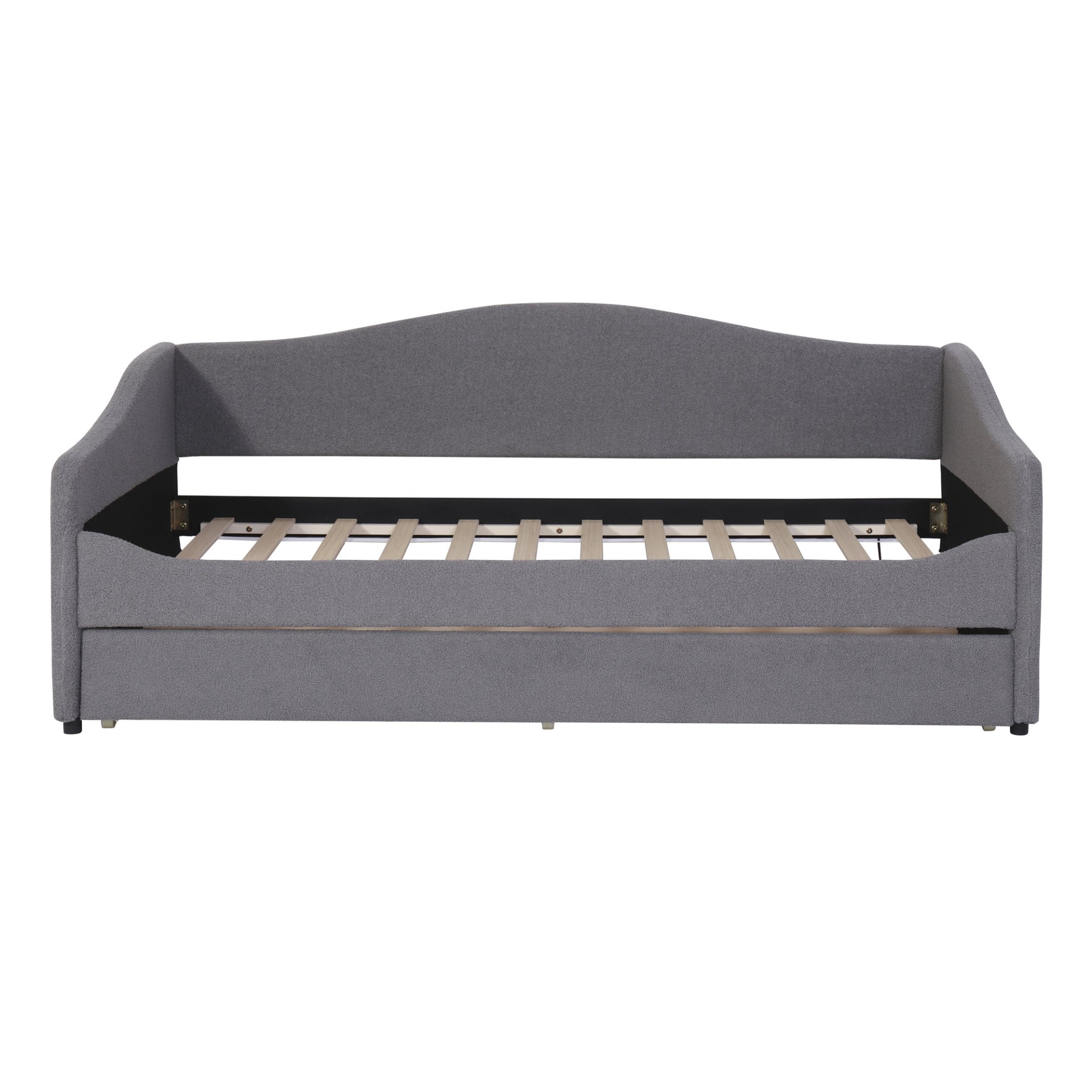 Twin Size Upholstered Daybed With Light And Trundle - Gray - Image 3