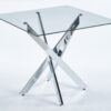 Dining Table With Cross Metal Leg And Tempered Glass, Modern Space Saving Kitchen Table For Living Room Legs, Square Table - Chrome - Image 3