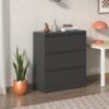 Modern 3 Drawer Lateral File Cabinet With Lock, Metal Filing For Legal / Letter / A4 / F4 - Brushed Nickel - Image 2