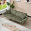 Modern Corduroy Sofa Bed, Foldable Double Sofa With Armrests - Green - Image 6