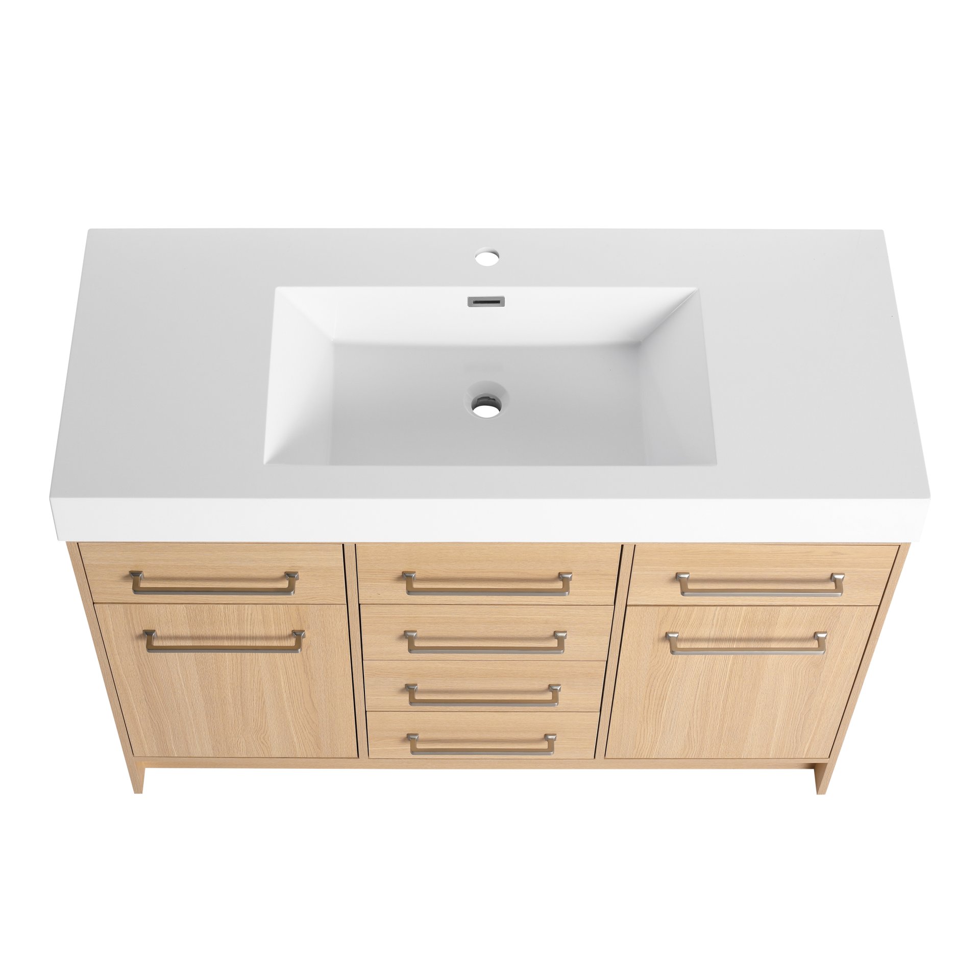 Original 48" Freestanding Bathroom Vanity With Resin Sink Soft Closing Doors And Drawers Plywood Construction - Oak - Image 10