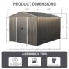8X10Ft Outdoor Metal Storage Shed - Gray - Image 7