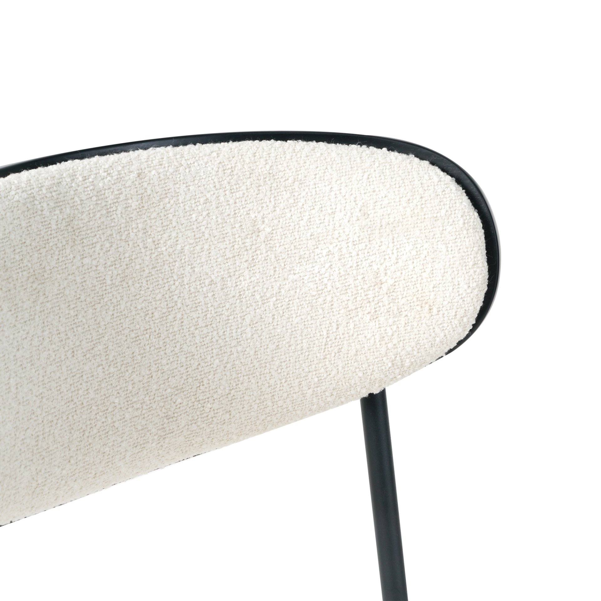 Boucle Modern Kitchen Dining Chair With Bentwood Ash Veneer Back And Black Metal Legs, (Set of 2) - Cream - Image 13
