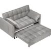 Modern Velvet Loveseat Futon Sofa Couch Pullout Bed, Small Love Seat Lounge Sofa With Reclining Backrest, Toss Pillows, Pockets, Furniture For Living Room, 3 In 1 Convertible Sleeper Sofa Bed - Gray - Image 11