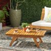 Outdoor Coffee Table With Open Slat Design And Acacia Wood Frame - Teak - Image 10