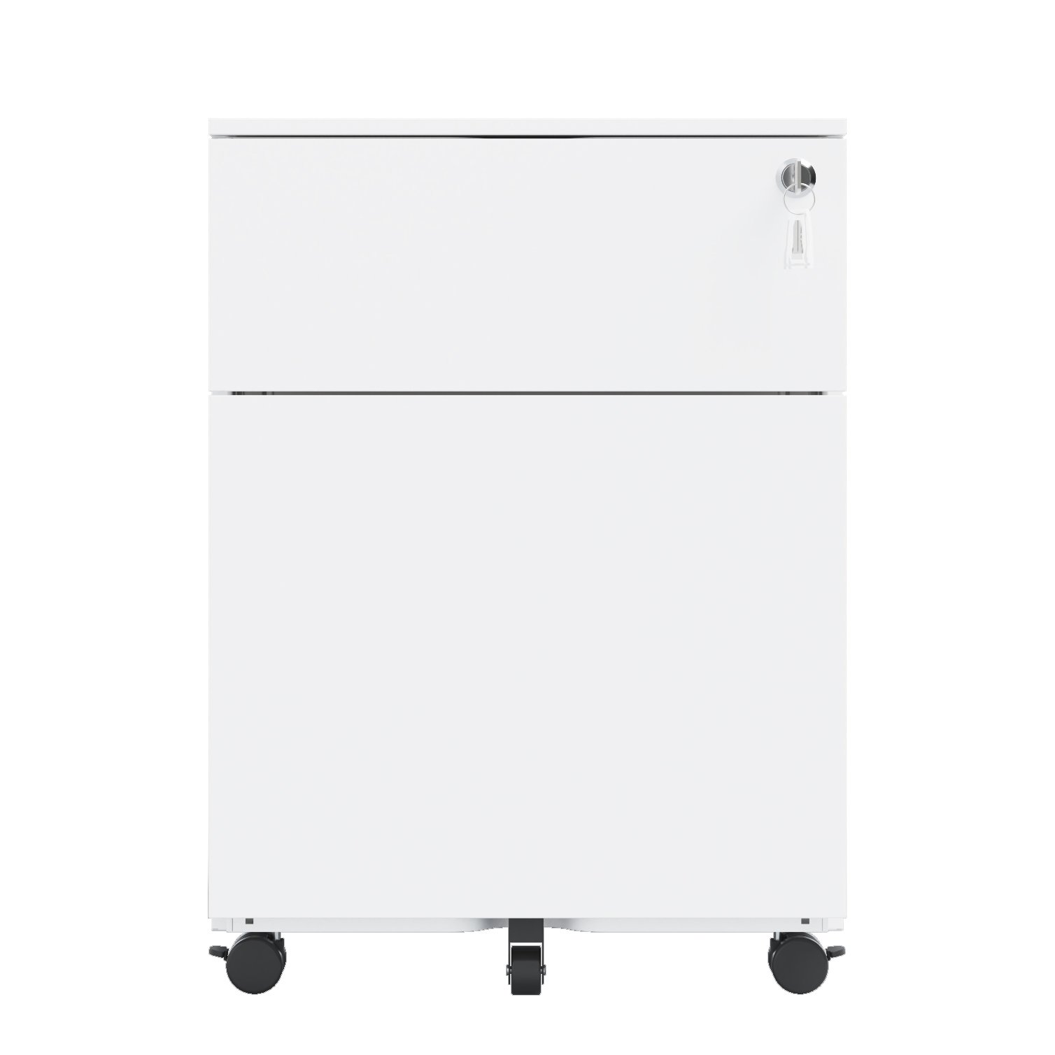 2 Drawer Mobile File Cabinet With Lock Steel File Cabinet For Legal / Letter / A4 / F4 Size / Home / Office Design - White - Image 6