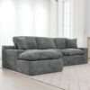 Cloud Sectional Sofa Upholstered Sofa Couch With Double-Layer Cushion And Side Pockets, Free Combined Sectional Sofa Full Compressed Sofa For Living Room - Gray - Image 12