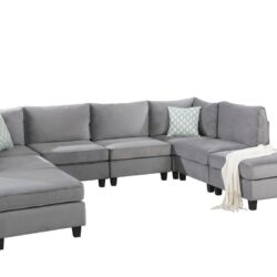Simona - Velvet 8 Piece Modular Sectional Sofa - Gray