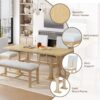 Topmax - 6 Piece Farmhouse Extendable Dining Table Set Trestle Kitchen Table Set With Removable Leaf And Upholstered Dining Chair And Bench For Dining Room - Natural - Image 6