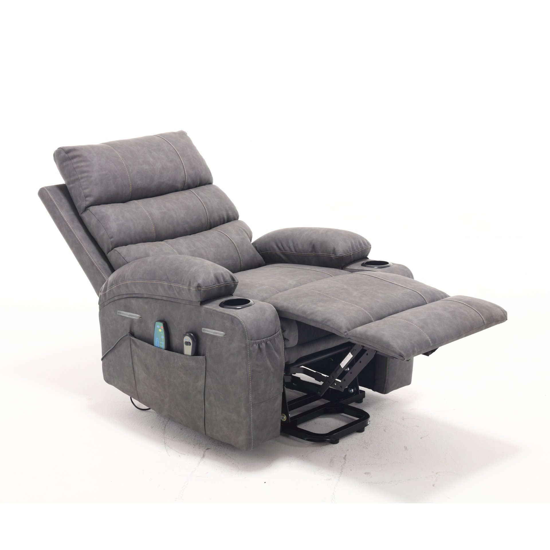 Electric Power Lift Recliner Chair Sofa With Massage And Heat - Gray - Image 7