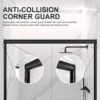 Modern Semi Frameless Double Sliding Shower Door With Sgcc Tempered Glass - Matte Black - Image 8
