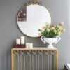Round Wall Mounted Mirror With Metal Frame For Bathroom Living Room - Gold - Image 4