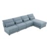 Oversized Deep Seat Sectional Sofa With Reversible Chaise, Loop Yarn Fabric 5 Seat Armless Indoor Furniture, Convertible L-Shaped Couch - Blue - Image 3