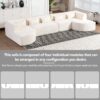 Upholstered Sofa Free Combined Sofa Couch With 2 Chaise Lounge And 5 Back Pillows For Living Room - Beige - Image 6