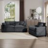 Modern Living Room Sofa 2 Piece Set Corduroy, Single And 3 Seater Sofas - Gray - Image 16