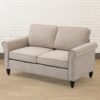2 Seater Loveseat Sofa, Mid-Century Modern Couches For Living Room, Button Tufted Sofa - Light Beige - Image 6