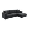Modern Sectional Sofa With Throw Pillows, Cloud L Shaped Couch Set With Wide 4 Seat Comfy Couch Set With Movable Ottoman - Black - Image 5