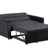 Maeve - Velvet Convertible Sleeper Loveseat With Tufting and Side Pocket - Black - Image 3
