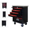 6 Drawer Multifunctional Tool Cart With Wheels, Metal Rolling Tool Cart Storage For Garage Workshop Warehouse Repair Shop With Stainless Steel Roof - Black / Red - Image 7
