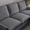 Modern Sectional Technical Leather L-Shaped Sofa Couch With Reversible Chaise Lounge - Dark Gray - Image 6