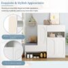 Elegant 2 In 1 Shoe Cabinets With Soft Cushion Versatile Shoe Rack Organizer With Adjustable Shelves For Hallway, Living Room - White - Image 7