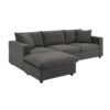 Modern Sectional Sofa, L-Shaped Couch Set With 2 Free Pillows, 4 Seat Polyester Fabric Couch Set With Convertible Ottoman - Dawn Gray - Image 2