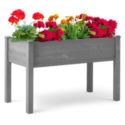 Raised Garden Bed With Legs, Elevated Planter Box For Outdoor Plants Flowers Fruits Vegetable Herb Growing - Gray
