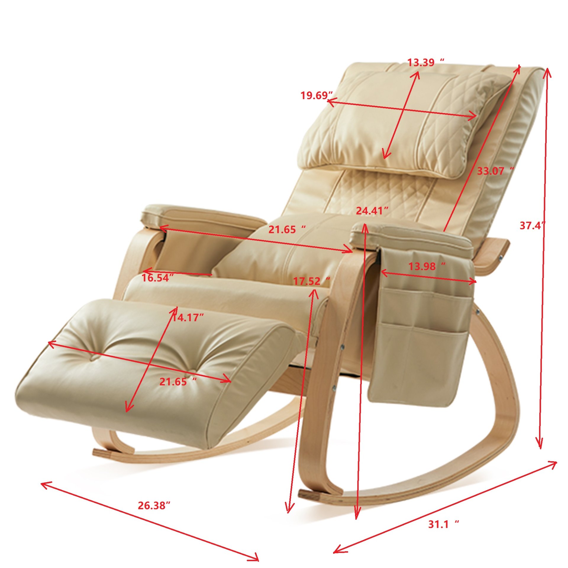 Massage Comfortable Relax Rocking Chair - Cream - Image 11