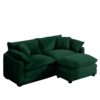 Stylish L Shaped Corduroy 2 Seater Sofa With Ottoman For Small Spaces - Green - Image 6