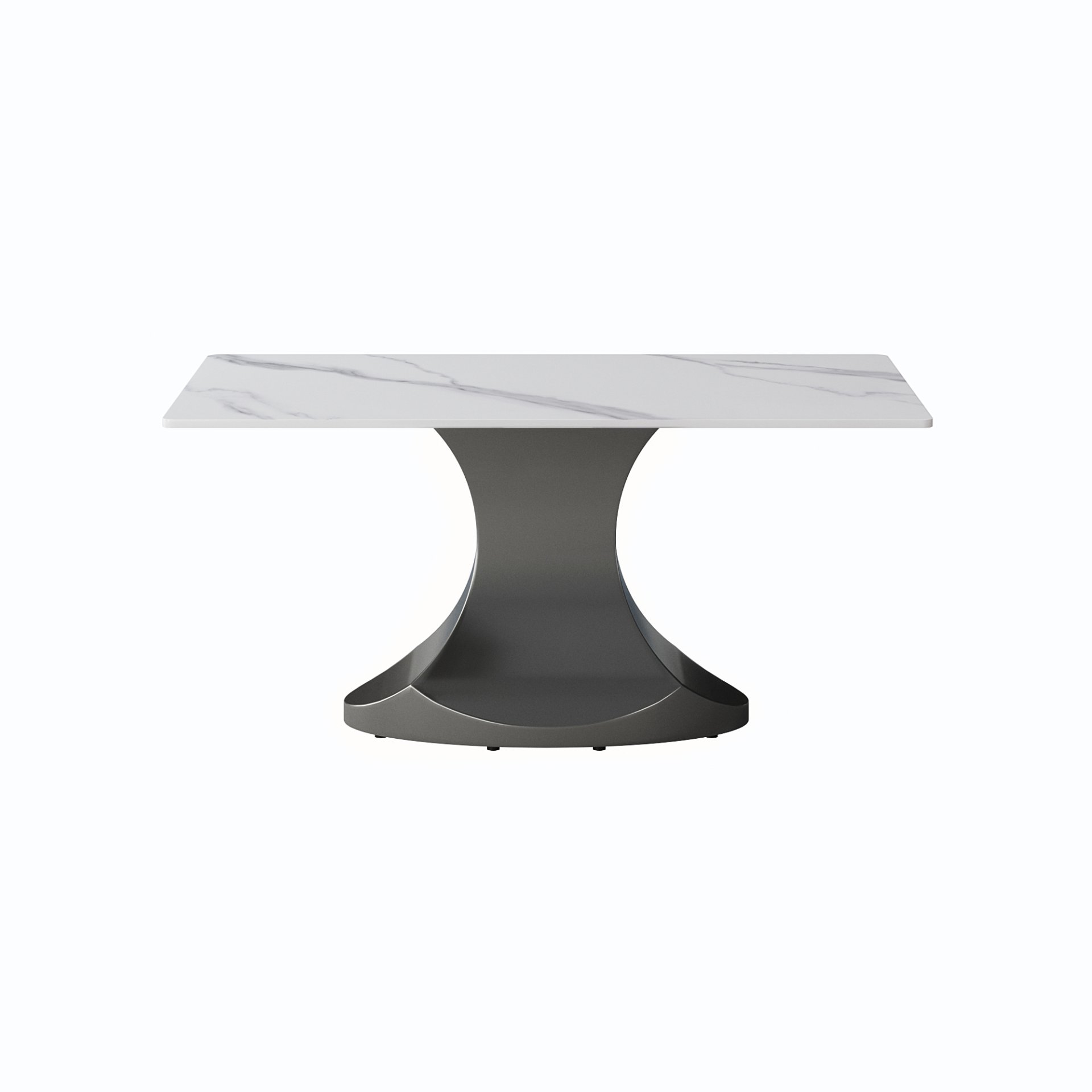 63" Modern Artificial Stone Panel Stainless Steel Curved Legs, Can Accommodate 6-8 People - White / Gray - Image 5