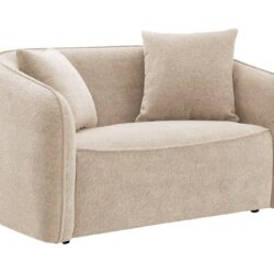 Keith - Chenille Loveseat With 2 Matching Color Toss Pillows - Beige