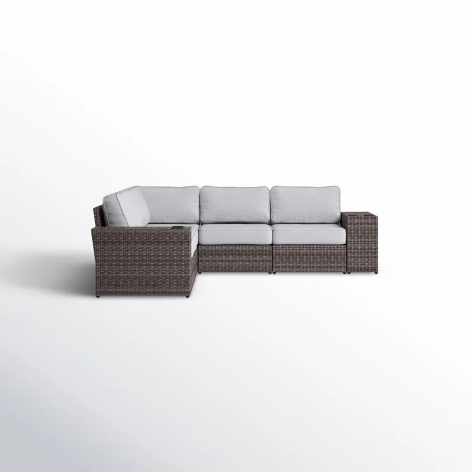 Wide Reversible Outdoor Sectional Sofa With Cushions - Brown / Gray - Image 5