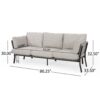 Mid Century Modern 3 Seater Sofa With Pillow Cushions - Light Gray - Image 3