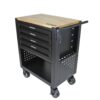 4 Drawers Multifunctional Tool Cart With Wheels And Wooden Top - Black - Image 6