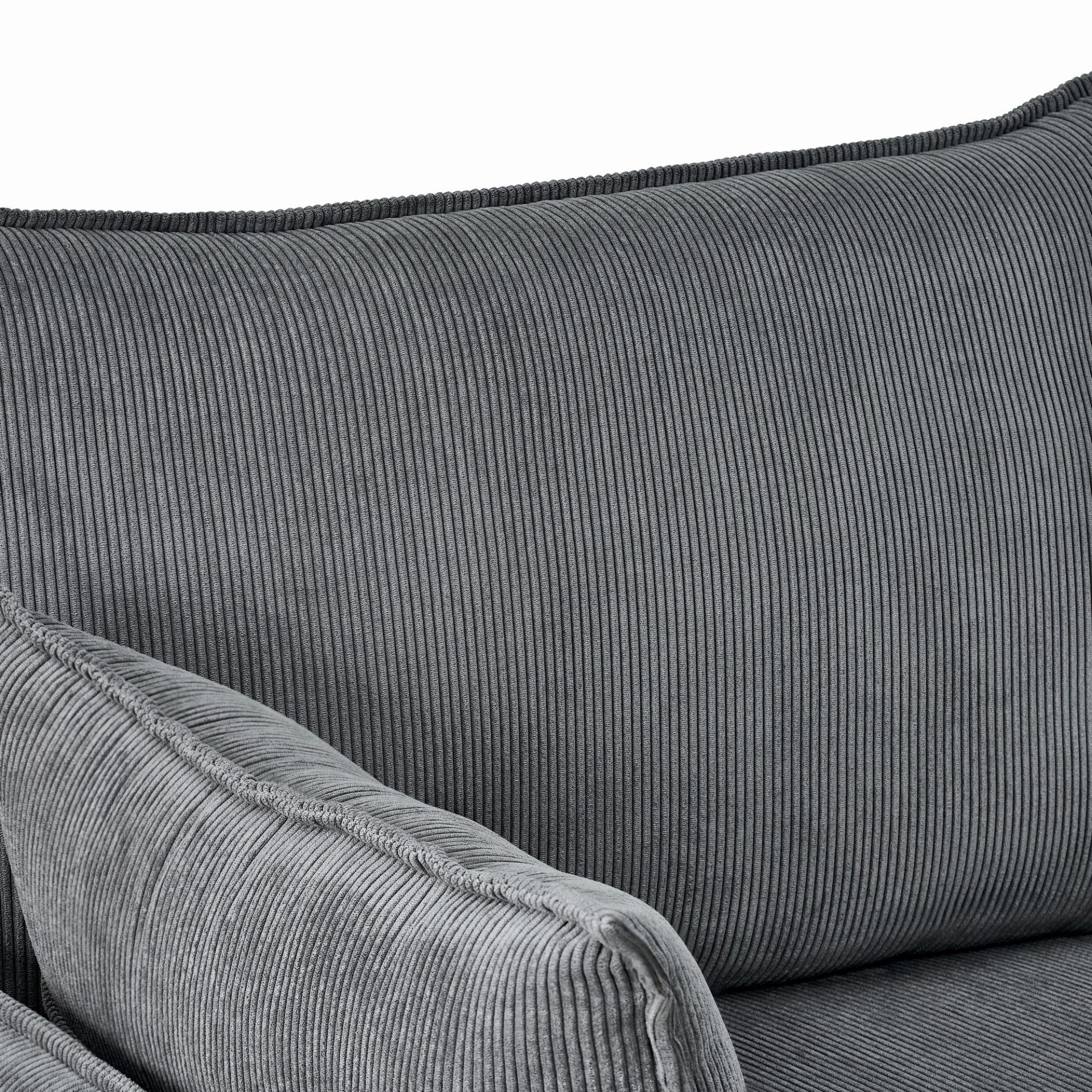 Comfy Corduroy Oversized Chaise Lounge Chair With Ottoman And Storage - Gray - Image 14