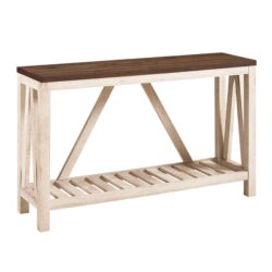 Farmhouse A Frame Entry Table With Lower Shelf - Dark Walnut / White Oak
