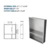 21" X 17" Stainless Steel Shower Niche Double Shelf - Brushed Nickel - Image 3