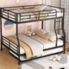 Full Long Over Queen Metal Bunk Bed With Trundle - Black - Image 17