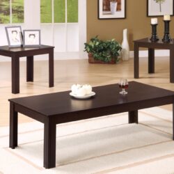 Table Set Coffee And Side Accent For Living Room 3 Pieces Set - Espresso