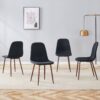 Luxury Simple Chair (Set of 4) Linen Cotton High Resilience Dining Chair With Metal Color Leg - Black / Walnut - Image 5