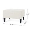 Ottoman With Birch Wood Legs And Cushioned Top For Comfort - Ivory - Image 3