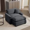 Classic Modern Deep Seat Sofa With Footstool And Pillow Corduroy Living Room & Bedroom - Gray - Image 2