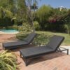Navan - Modern Chaise Lounge Set With Water Resistant Cushions - Dark Gray - Image 5