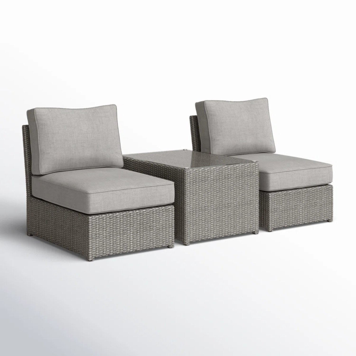 Outdoor Seating Set With Cushions, 2 Piece - Gray Mix - Image 4